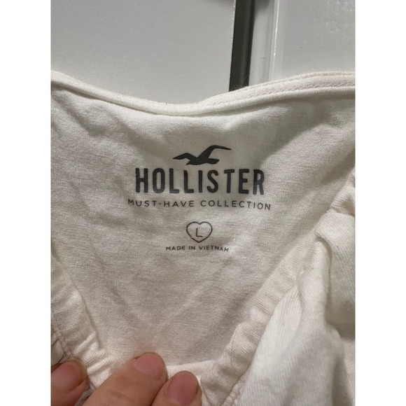 Hollister White Ruched Cropped Tank Top Sleeveless Casual Summer Top - Picture 3 of 5